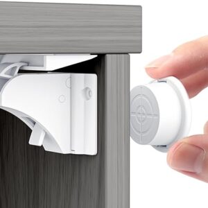 Kimsky Kindersicherung Schrank und Schubladen Magnet 12 Schlösser mit 3 Schlüssel, Unsichtbare Magnetisches Schrankschloss, schubladensicherung für Baby und Kinder, Ohne Bohren und Schrauben, Weiß