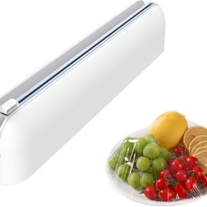 Quasziwa Magnetischer Folienspender mit Schneider - Verbessert Frischhaltefolienspender, Praktischer Folienschneider für Plastikfolie & Alufolie - Frischhaltefolie Abroller für Küche Schublade, Weiß