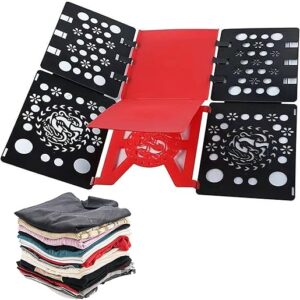 SUQ T Shirt Faltbrett, Sondermuster, Faltbrett Für Kleidung Hemd für Erwachsene, T Shirt Faltbrett Kinder und Erwachsen, Zusammenleghilfe, Faltbrett Wäschefalter Wäsche (Schwarz und Rot)